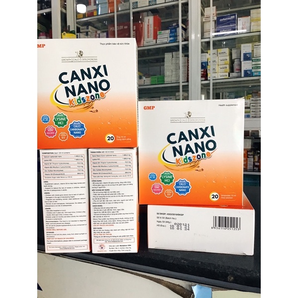 [mẫu mới] Sirô CANXI NANO Mediphar hỗ trợ phát triển xương và chống loãng xương chai 120ml, hộp 20 ống 10ml