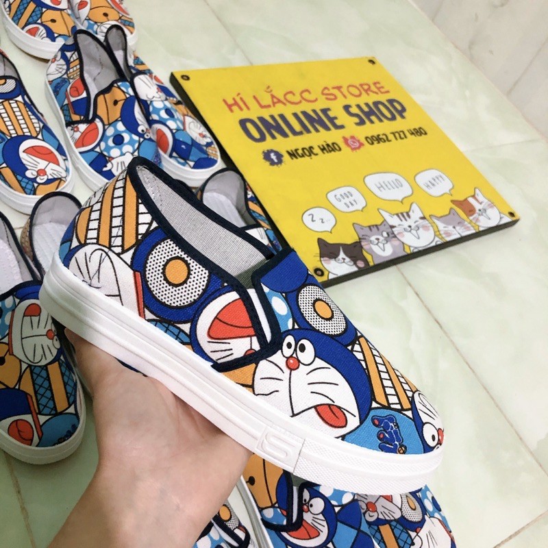 Giày slipon doraemon, doremon, kitty