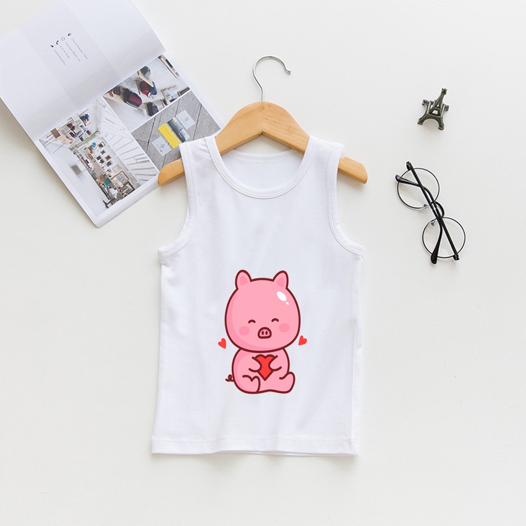 Áo Ba Lỗ Cho Bé Trai Bé Gái Chất Cotton Dog, Pig, Cat Ngộ Nghĩnh