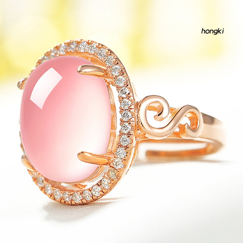 Nhẫn Hợp Kim Đính Đá Hình Oval Thời Trang Cho Nữ