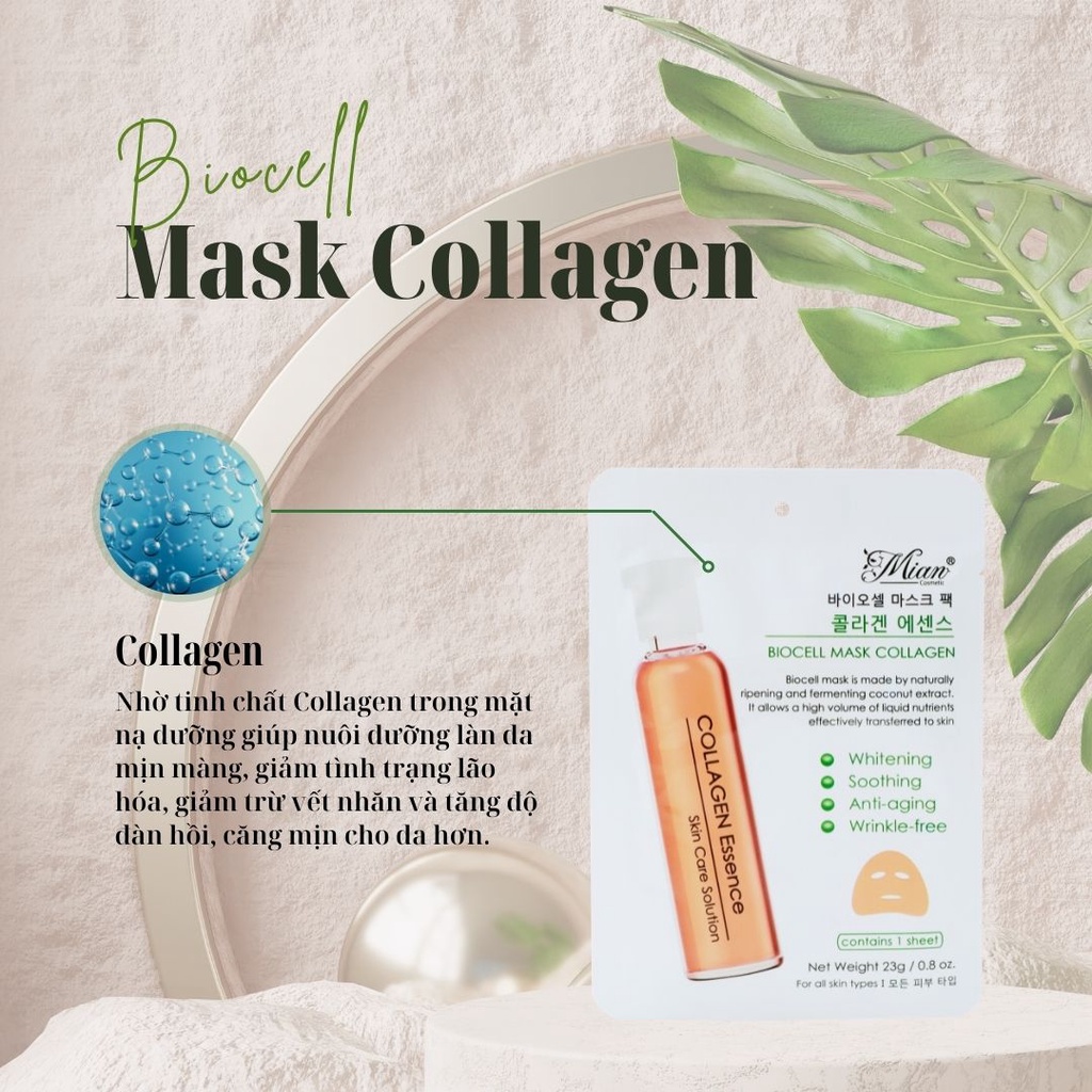 Mặt nạ Mian biocell collagen ngừa lão hóa 23g (Mian Biocell Mask Collagen)