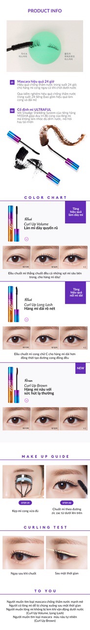 Mascara Chuốt Mi Cong Vút Tự Nhiên, Chống Trôi MISSHA ULTRA POWERPROOF MASCARA