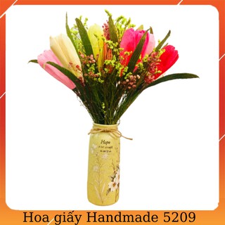 [Có Video] Hoa Giấy Handmade Hoa Tulip Thủ Công  Hoa Tuylip Lọ Hoa Gốm Sứ Bát Tràng