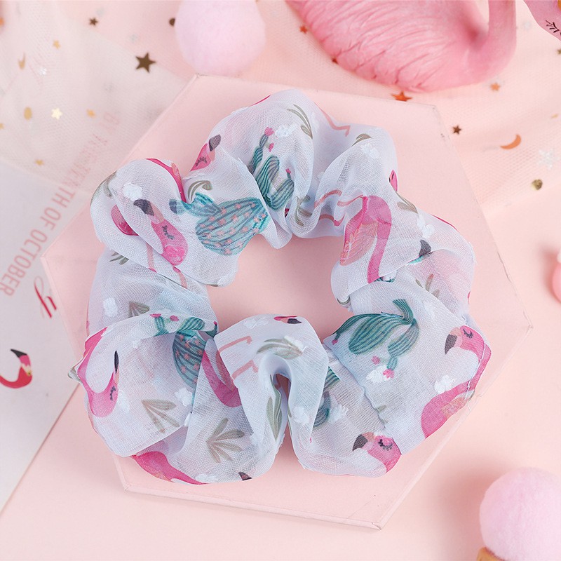 Dây cột tóc vải scrunchies hồng hạc. Phụ kiện tóc sang trọng cho bạn gái.