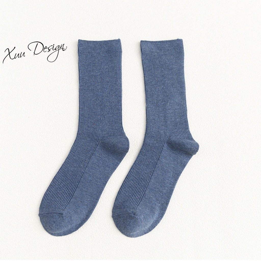 Tất cao cổ nữ Xuu Design phong cách vintage chất liệu cotton co dãn T05
