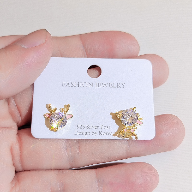 Khuyên tai JIUDUOLAN dạng xỏ/ kẹp màu vàng/ bạc thiết kế hươu thời trang dễ thương dành cho nữ