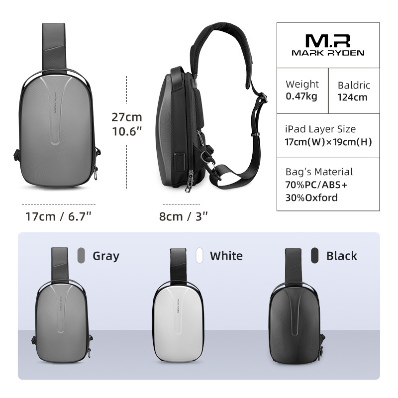 Túi đeo ngực MARK RYDEN thiết kế cứng thời trang dành cho nam