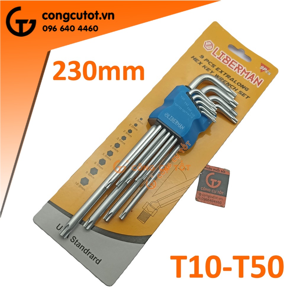 Bộ lục giác bông lỗ 9 cây T10-T50 LIBERMAN dài 230mm