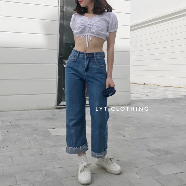 Quần jeans gấu gập