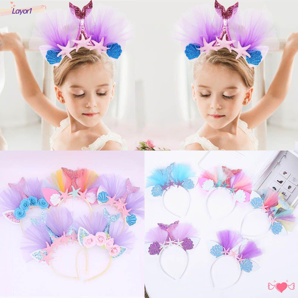 Layor1 Băng Đô Cài Tóc Đuôi Cá Lấp Lánh Trang Trí Tiệc Sinh Nhật