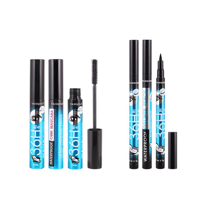 [Hàng mới về] Bộ bút kẻ mắt dạng lỏng + Mascara màu đen YANQINA 2 trong 1 bền màu dài lâu