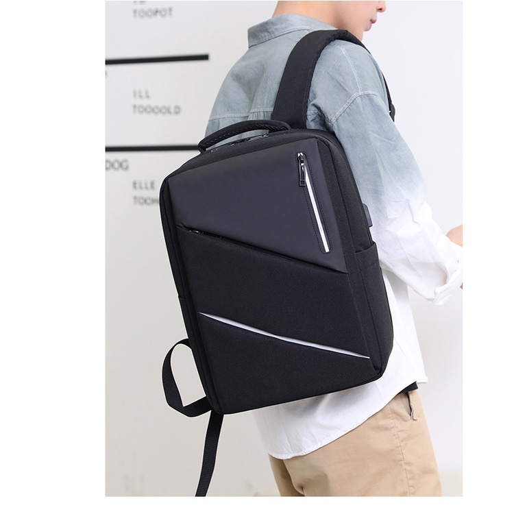 Balo cặp laptop Hàn quốc có sạt phản quan Đen Xám Phối A03 H1991 chống nước kép vào vali Shalla H1991