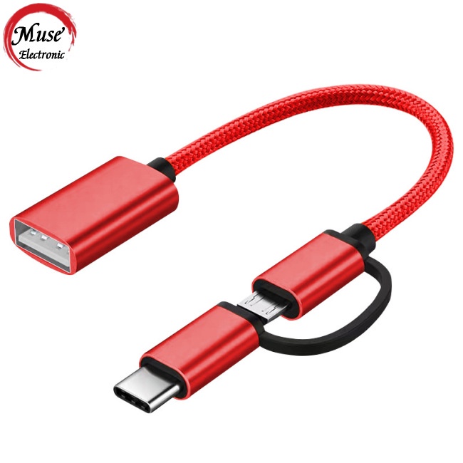 Dây Cáp Chuyển Đổi Dữ Liệu OTG Type-c Sang Usb 2 Trong 1 Cho Điện Thoại / Máy Tính Bảng