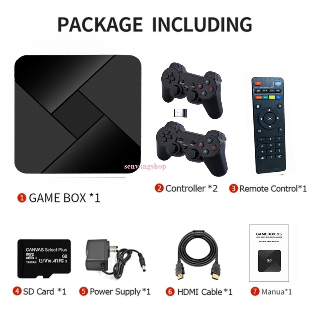 Máy chơi trò chơi video 4K -ULtraHD- Android TV- BOX 3D chơi game PS1,.. tích hợp 5600 Trò chơi với điều khiển không dây