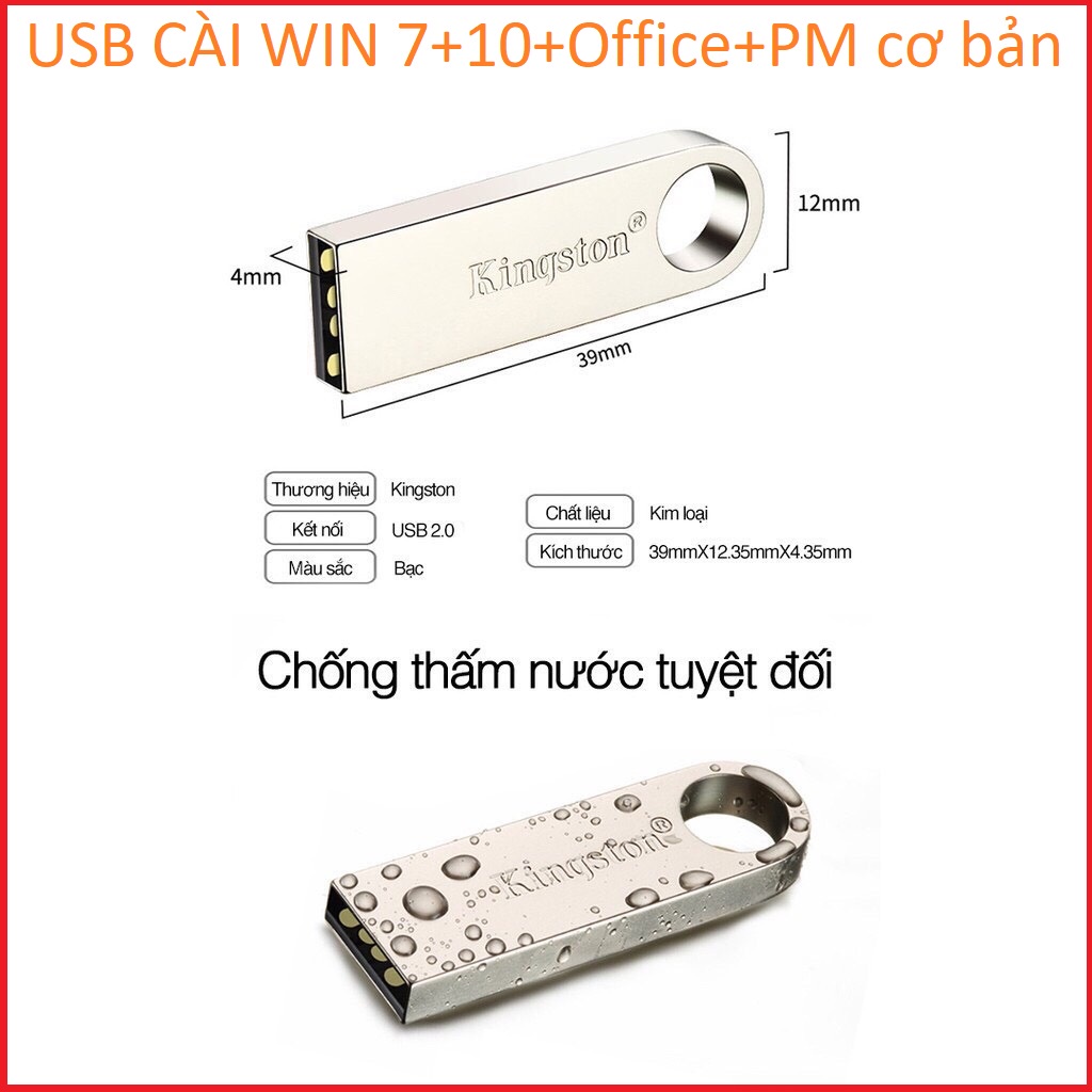 USB Cài Win 7+10 bản thủ công. Tuổi thọ cao. Kingston vỏ nhôm 32G. | BigBuy360 - bigbuy360.vn