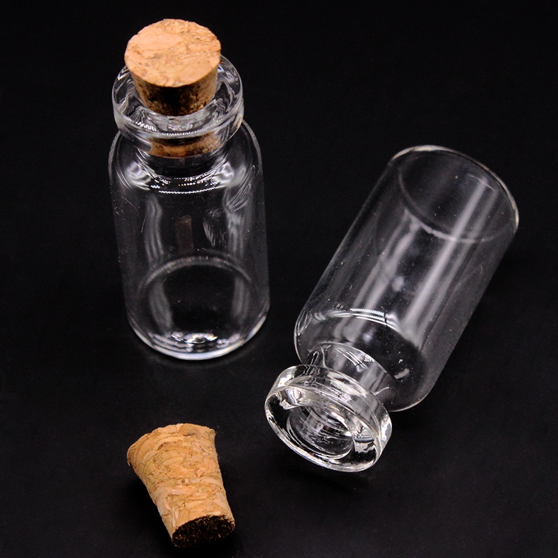 Set 10 Lọ Thủy Tinh Rỗng Trong Suốt Dung Tích 1ml 2ml 24x12mm / 11 * 22mm Đựng Gia Vị Có Nút Bần