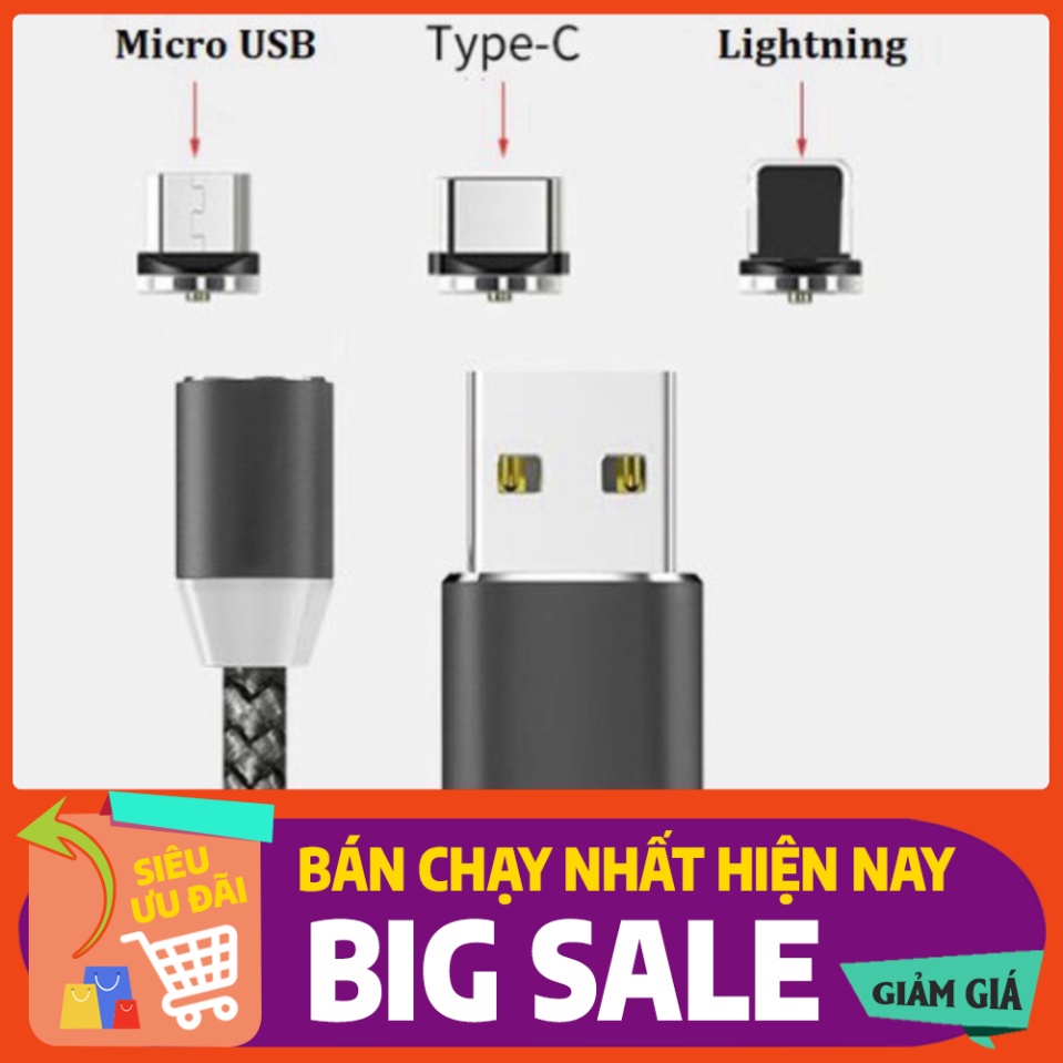 [FREE SHIP] 💥RẺ VÔ ĐỊCH💥 Cáp sạc Điện Thoại Nam Châm 3 đầu đa năng dây dù,có LED Cao Cấp💥SIÊU HOT💥