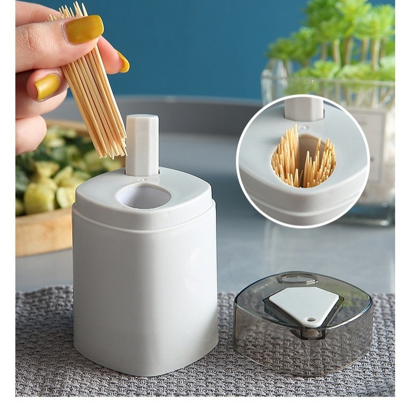 Combo 2 Hộp đựng tăm tích hợp nút bấm nhả tăm tự động thiết kế thông minh, hủ đựng tăm chất liệu nhựa cao cấp Angola