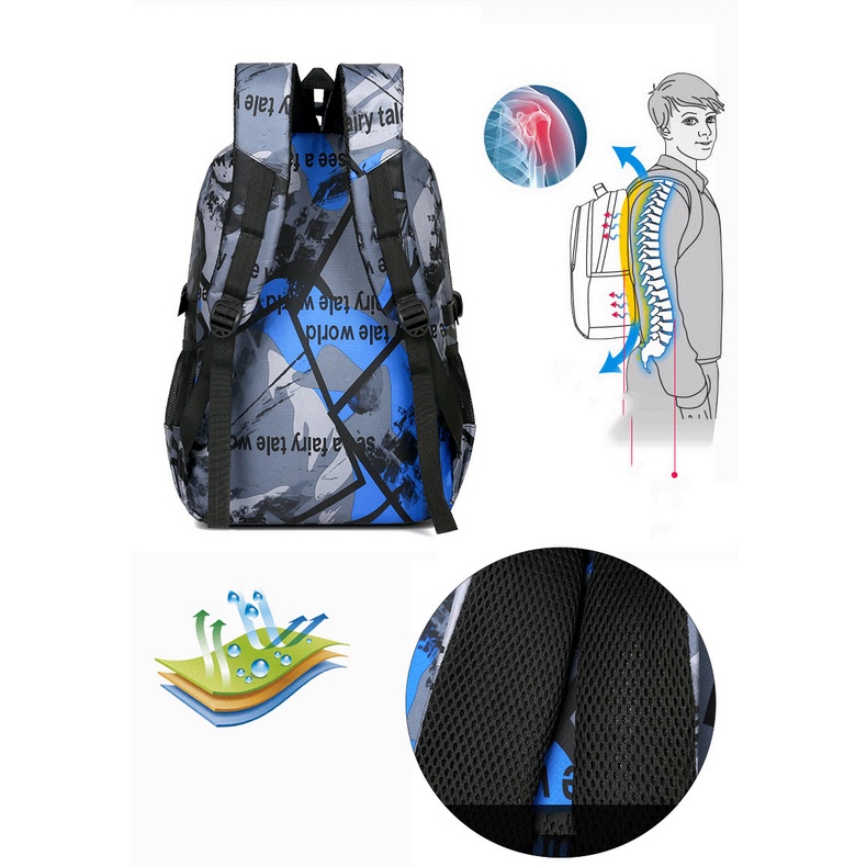 Balô nam màu loang cấp 2, cấp 3 siêu ngầu truất, cặp sách đi học cho học sinh trung học, sinh viên cao cấp