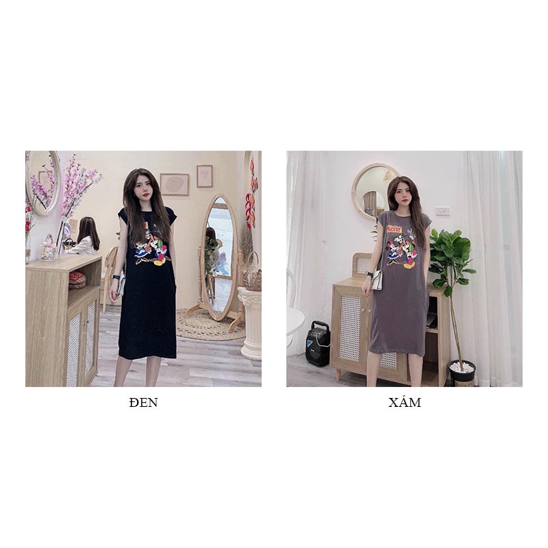Váy ngủ cotton mùa hè freesize mặc nhà thoải mái thoáng mát LOZITA QA25