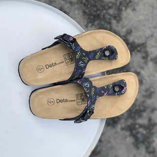 [Xả hàng giá sỉ - Inbox] Dép nữ đế trấu kẹp ngón hoạ tiết đen - DatShoes D04B