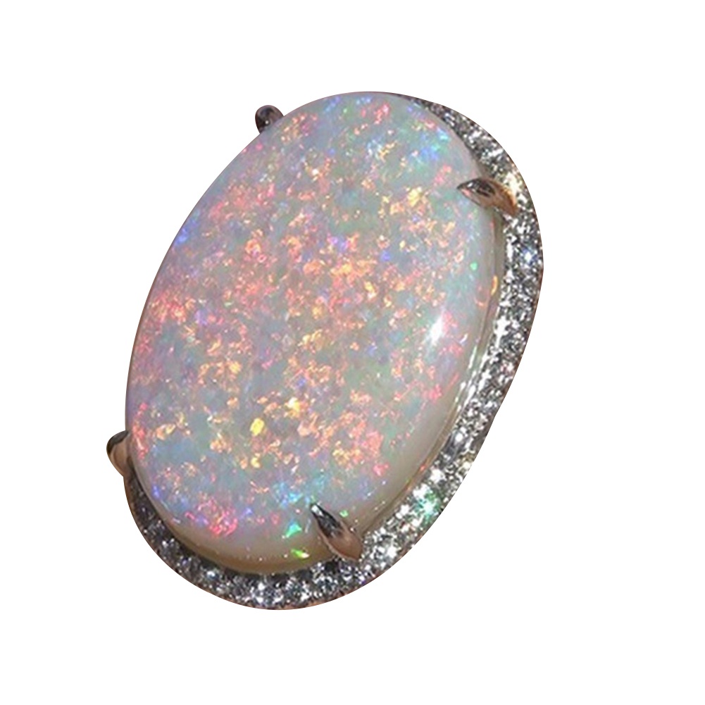 Nhẫn Đính Đá Opal Nhân Tạo Lấp Lánh Cho Nữ