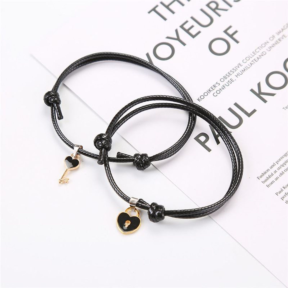 Vòng Tay Mặt Ổ Khóa / Chìa Khóa Cho Cặp Đôi Gồm 4 Màu Tùy Chọn Yanqueens Quà tặng phụ kiện