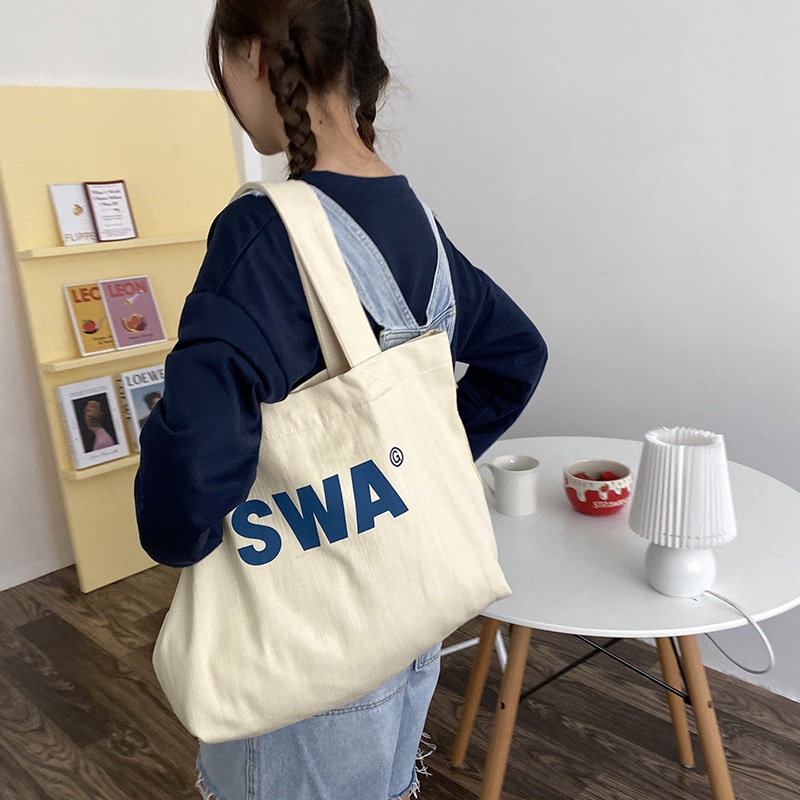 Túi vải đeo vai đeo chéo canvas phong cách Hàn Quốc dáng vuông Giatot68 558