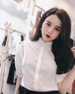 ÁO SƠ MI CỔ REN TAY BỒNG