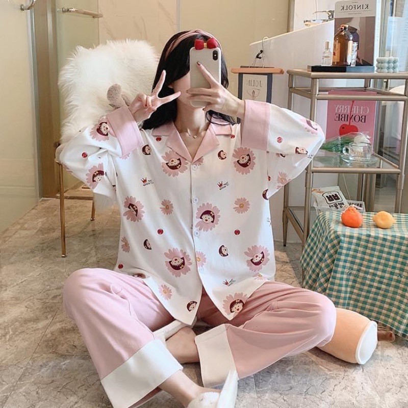 Đồ bộ dài tay, đồ mặc ở nhà thiết kế Quảng Châu, pijama cao cấp thiết kế hoạt hình dễ thương.