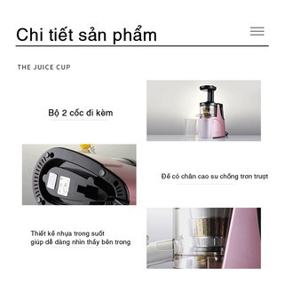 Máy ép chậm MEET JUICE, Máy ép trái cây- Vắt kiệt bã công suất 150W - Tặng 2 cốc đựng nước [ Bảo hành 12 tháng]