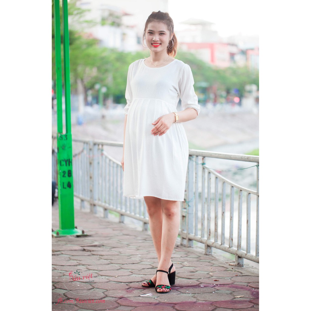 Váy bầu thắt dây nơ sau