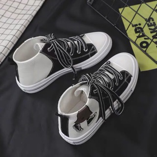 Giầy nữ cao cổ hoạ tiết giày sneaker