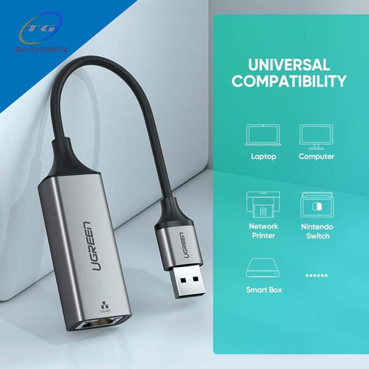 Cáp chuyển USB 3.0 sang LAN Gigabit vỏ nhôm Ugreen 50922
