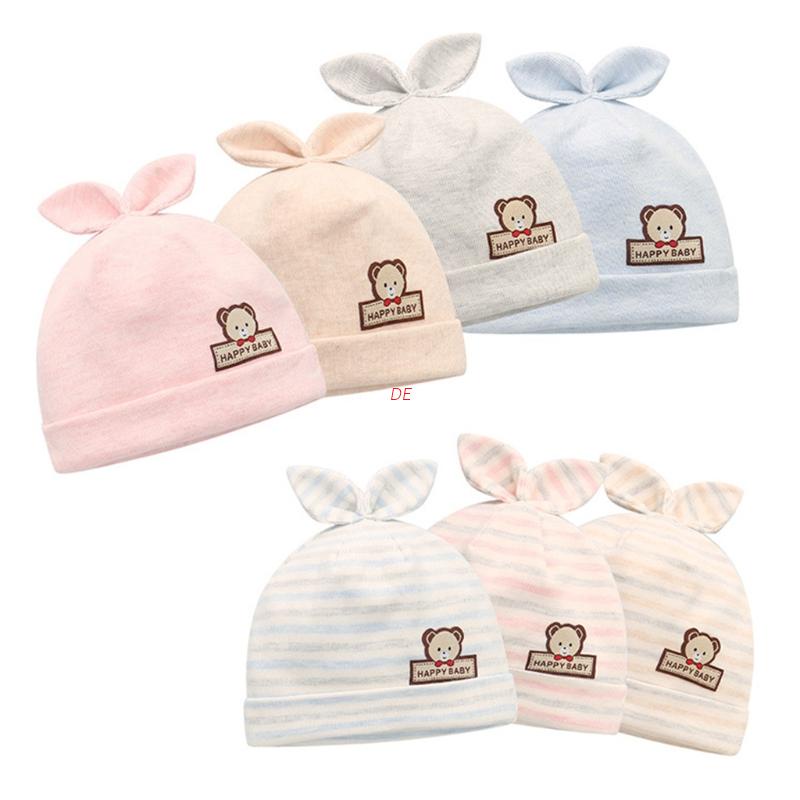 Mũ Beanie Cotton Mềm Mại Đính Tai Thỏ Hoạt Hình Dễ Thương Cho Bé Sơ Sinh