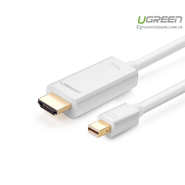 Cáp Mini DisplayPort (Thunderbolt) to HDMI dài 2M độ phân giải 4K Ugreen 10452 chính hãng (Màu TRĂNG)