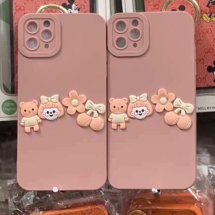 💕 CUTE CHARM HÌNH DÁN CHÌM 💕 Ốp lưng IPHONE cạnh vuông bảo vệ camera Gấu Brown candy hồng 7 8 X XS 11 12 13 PLUS PRO MAX