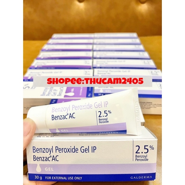 Gel Benzac AC Benzoyl Peroxide 2,5% - 5% xoá giảm mụn, mụn mủ , mụn viêm ,sưng 30g.