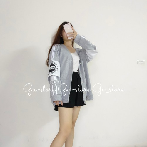 Cardigan in logo chữ brcon dài tay phong cách Unisex Ảnh Thật Cuối