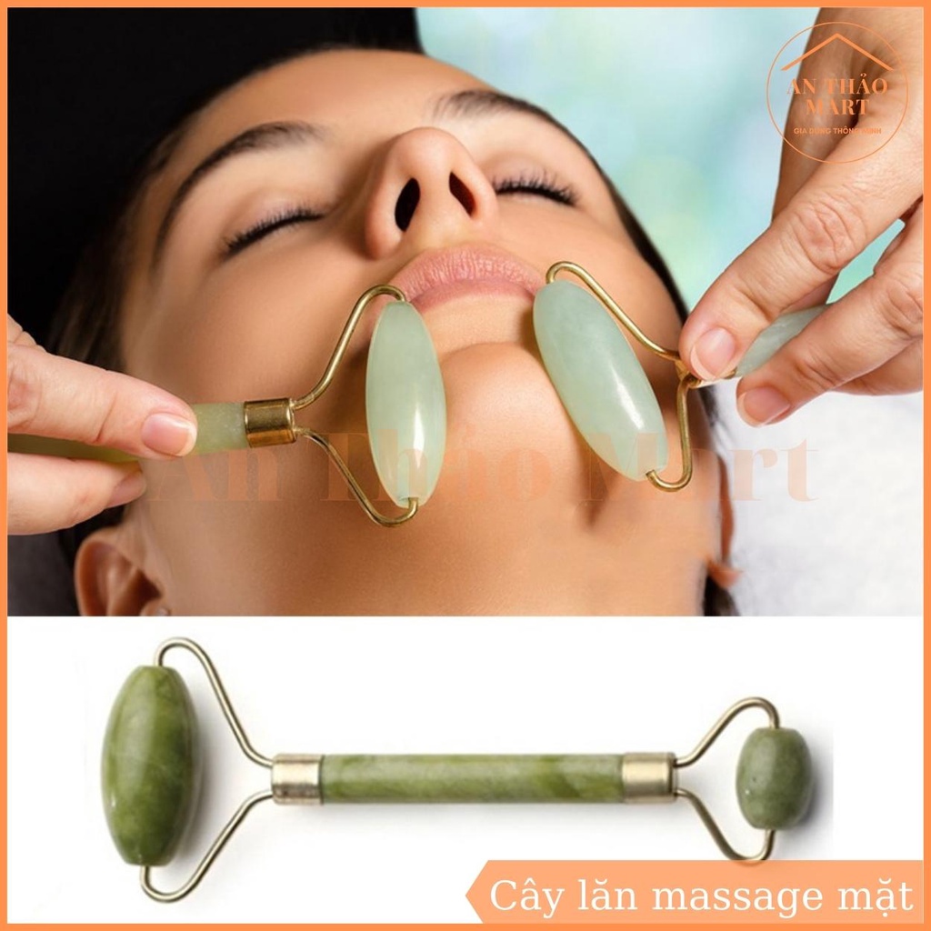 Cây Lăn Massage Mặt 2 Đầu Giúp Lưu Thông Máu, Đá Lăn Quầng Thâm Tiện Ích