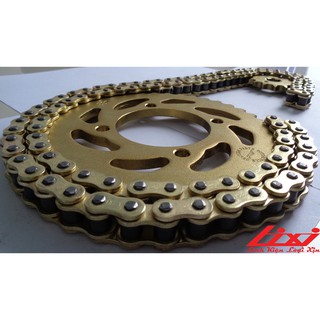 Bộ nhông sên dĩa xe Exciter I/05 428H-14T-38T-112L đúc xi vàng Lixi