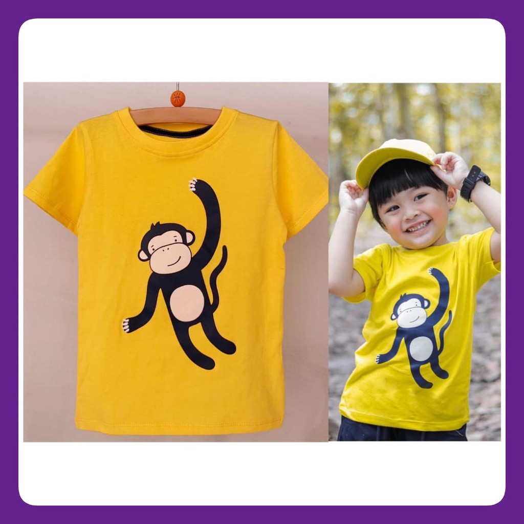 Áo thun in hình khỉ mặt cười cho bé trai từ 1-5 tuổi