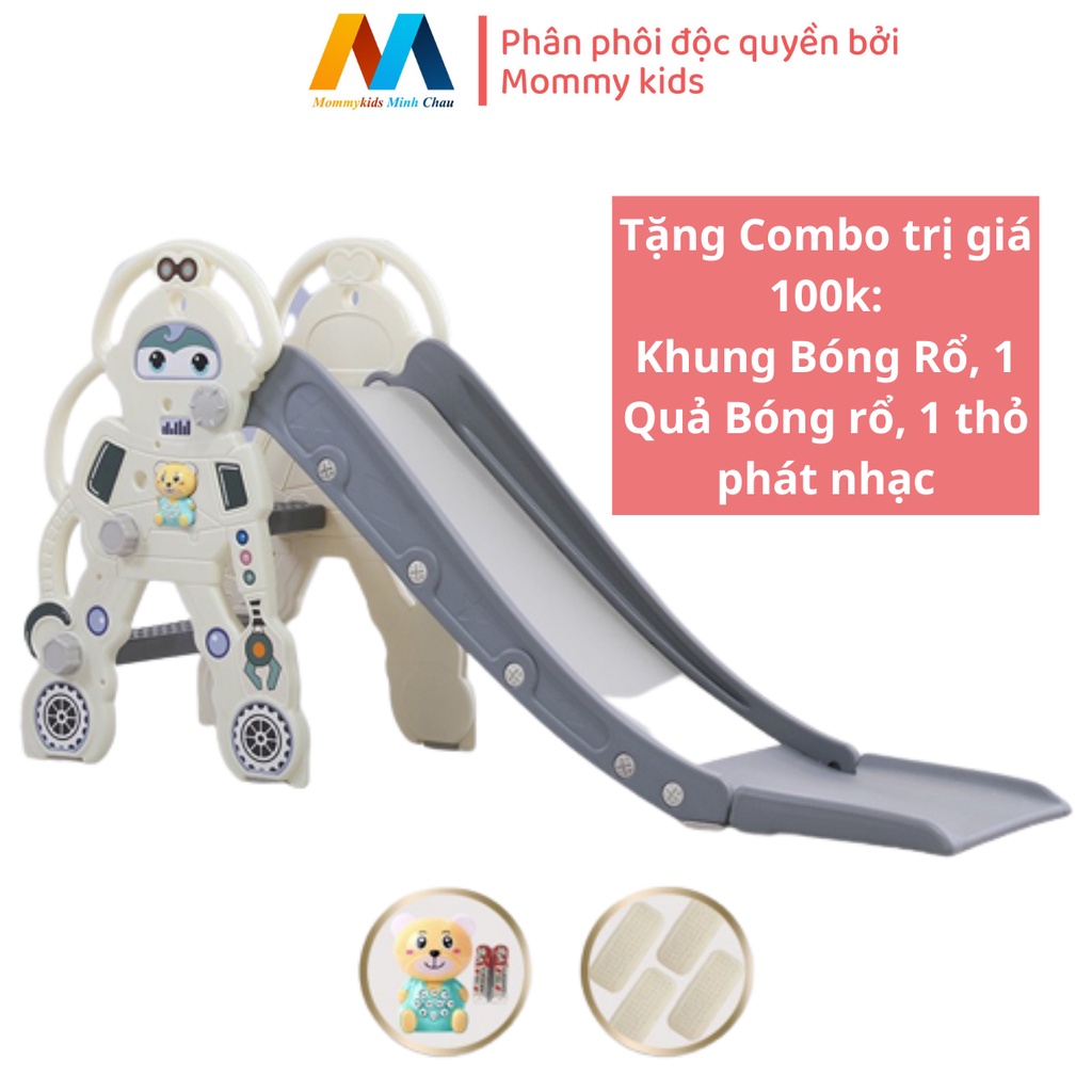 Cầu trượt Robot LUCKMAN mẫu Robot cho trẻ từ 1-6 tuổi tặng kèm bóng rổ, gấu phát nhạc