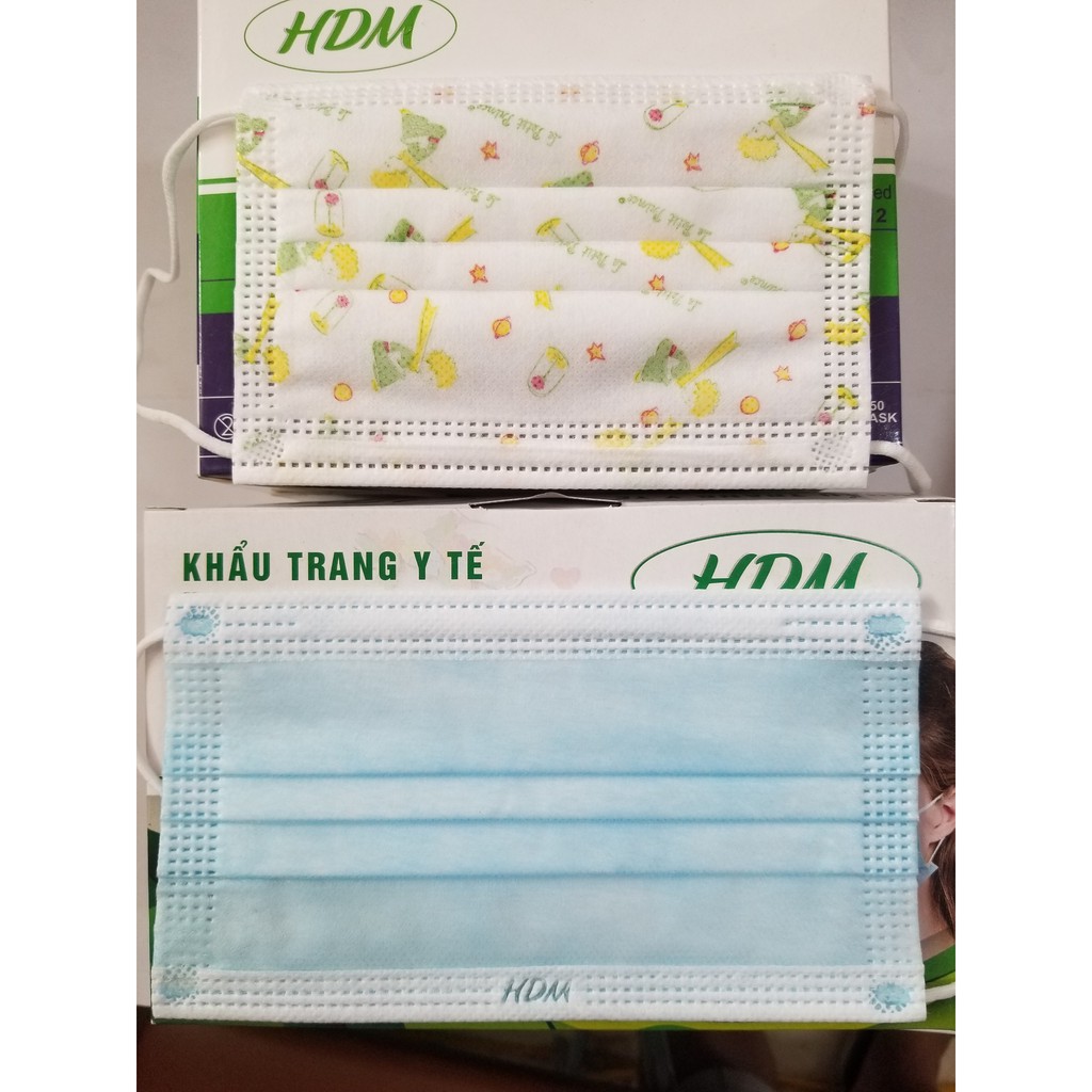 Khẩu Trang y tế trẻ em Người Lớn kháng khuẩn HDM cho bé trai, bé gái [Loại 4 lớp]