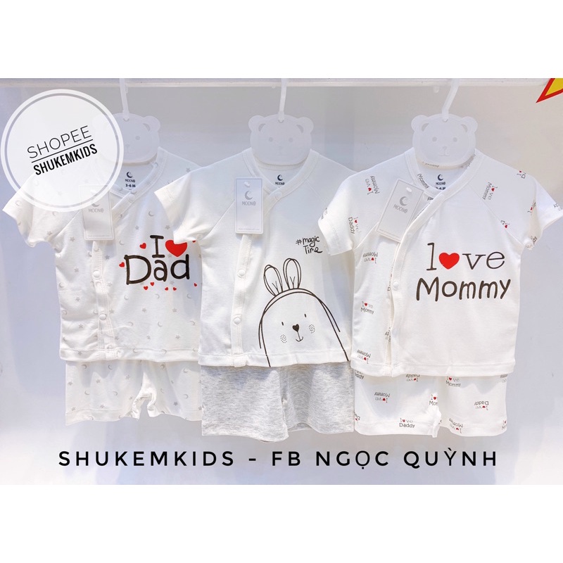 Moon - Bộ cộc cài chéo peptit siêu mềm bé trai gái ( 0 -6 thang)