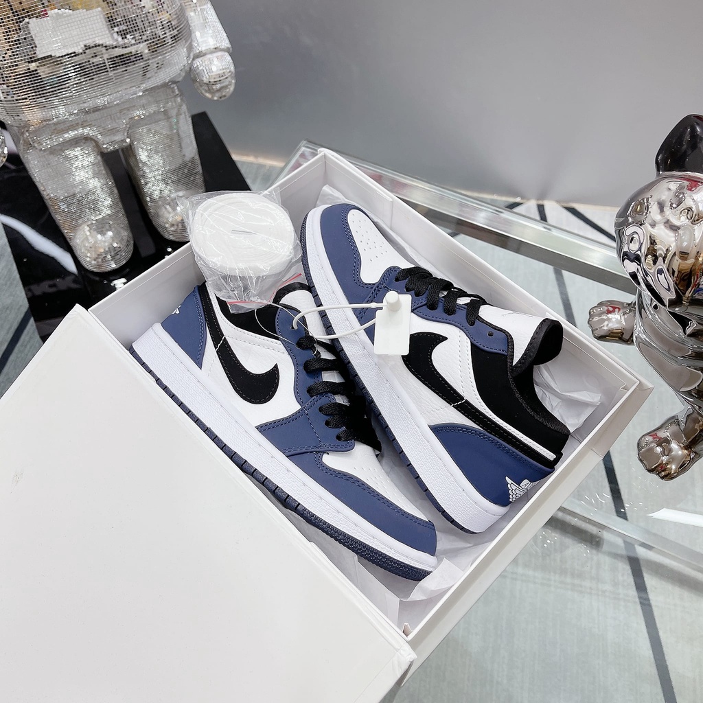 Giày thể thao jd xanh navy cổ thấp ,Giày jordan low 1 xanh than nam nữ dễ phối đồ full box bill
