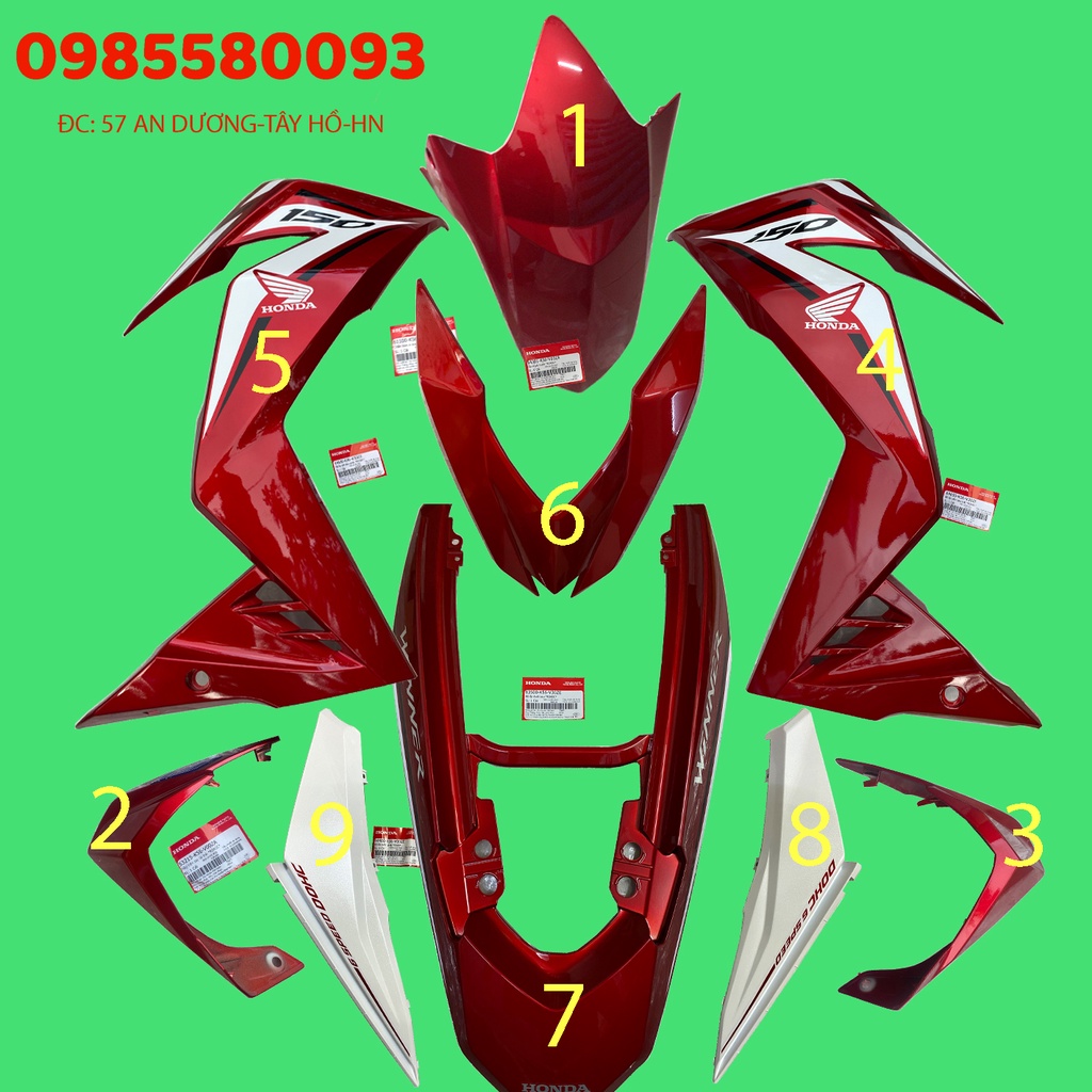 Dàn áo Winner v1 Đỏ đời 2018 Zin chính hãng Honda (bán lẻ)