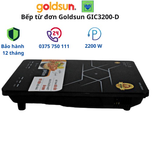Bếp điện từ đơn Goldsun GIC3201-M tặng kèm nồi lẩu vung kính, Hàng chính hãng bảo hành 12 tháng toàn quốc
