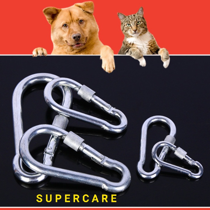 Móc chất liệu sắt chắc chắn, bền, có khóa chốt chống tuột, 2 size lựa chọn, móc thay thế dây dắt cho chó vừa và to