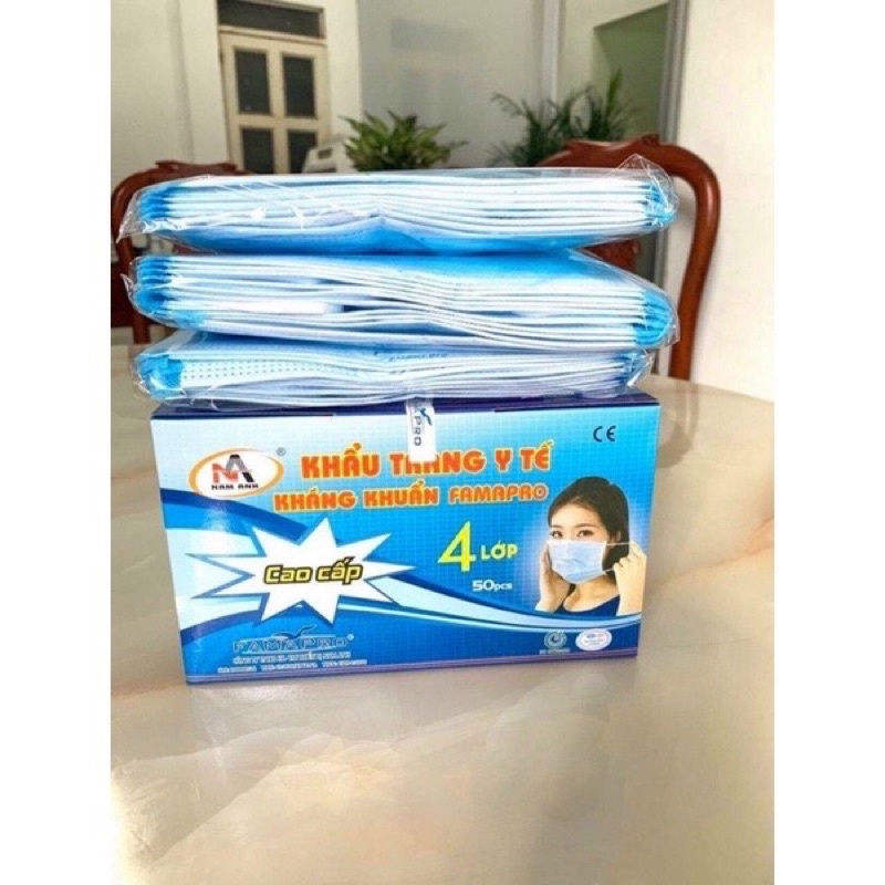 khẩu trang y tế cô gái famapro Nam anh 4 lớp kháng khuẩn bịch 10 cái hộp 50 cái .